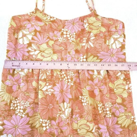 Billabong Women's Sundress Size XL Mini Dress Tiered Orange Vacation Boho Flowy - Picture 7 of 15